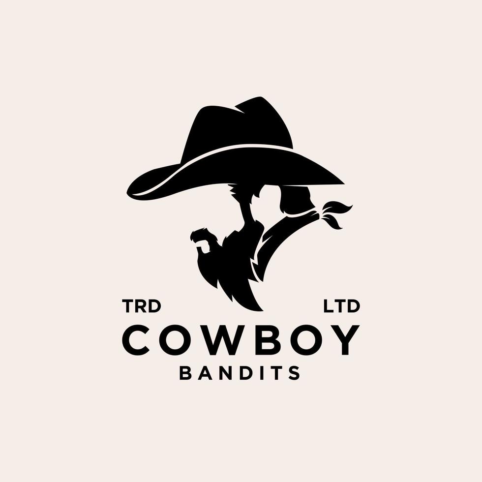 diseño de logotipo de vector de bandidos de vaquero premium