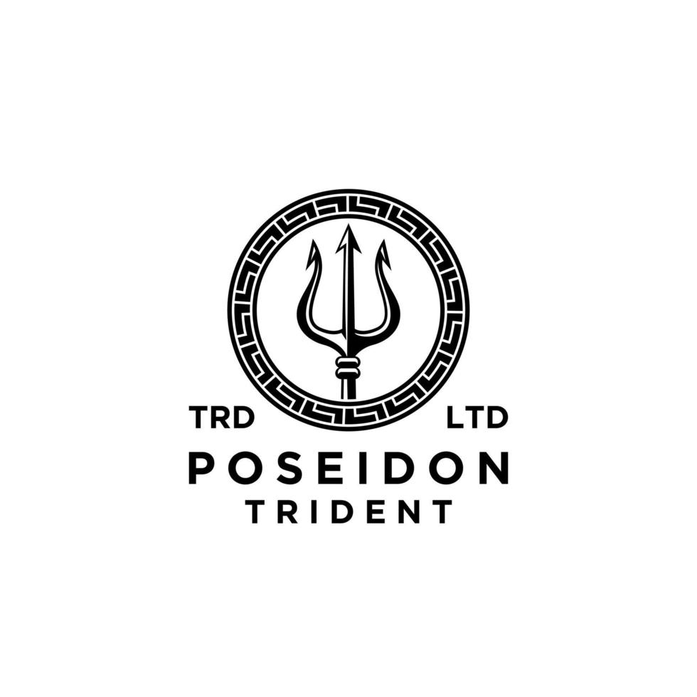 tridente de poseidón premium en el círculo vector diseño de logotipo negro