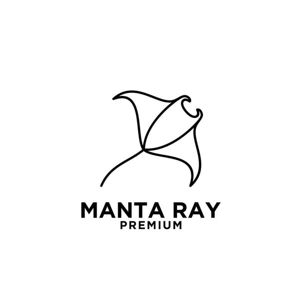 Premium manta ray vector black line logo design