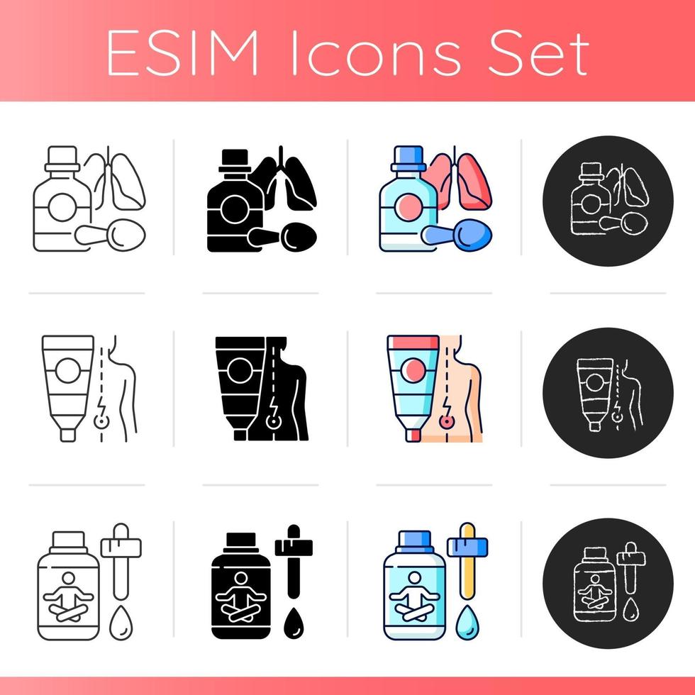 Medical treatment options icons set vector