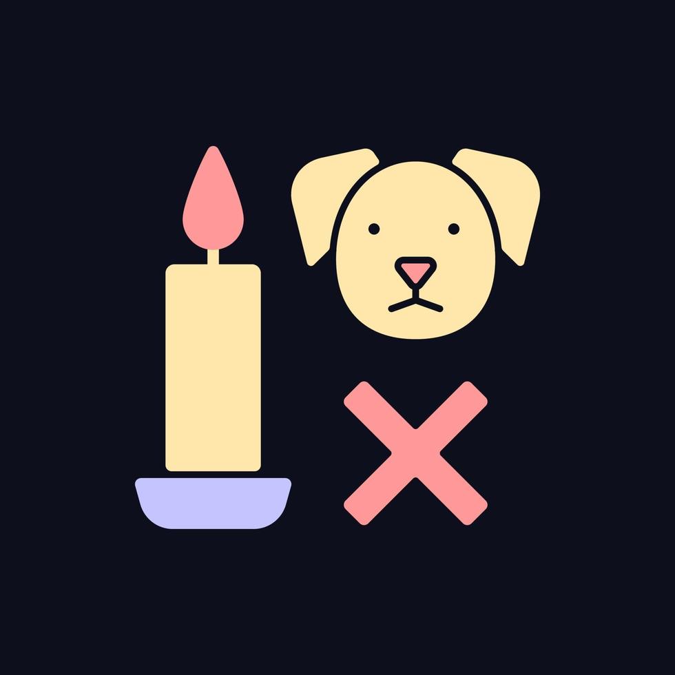 vela de seguridad para mascotas icono de etiqueta manual de color rgb para tema oscuro vector