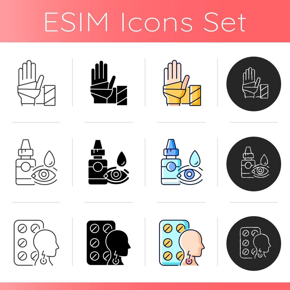 conjunto de iconos de tratamiento de enfermedades vector