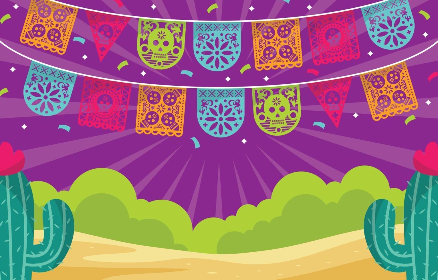 papel picado colorido fondo decorativo artesanal vector