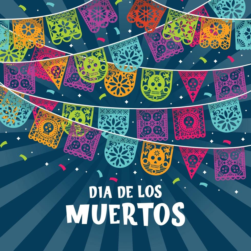 papel picado colorido concepto de artesanía decorativa vector