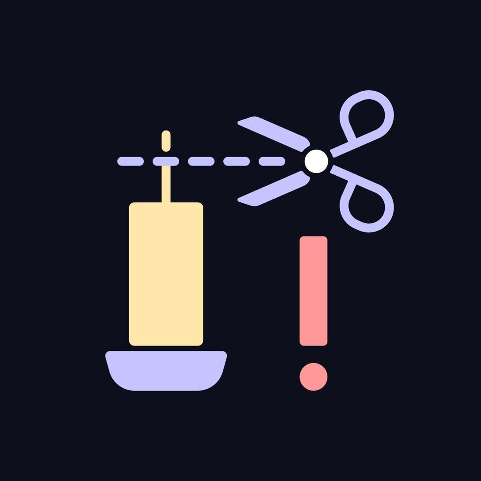 Trimming candle wick RGB color manual label icon for dark theme vector