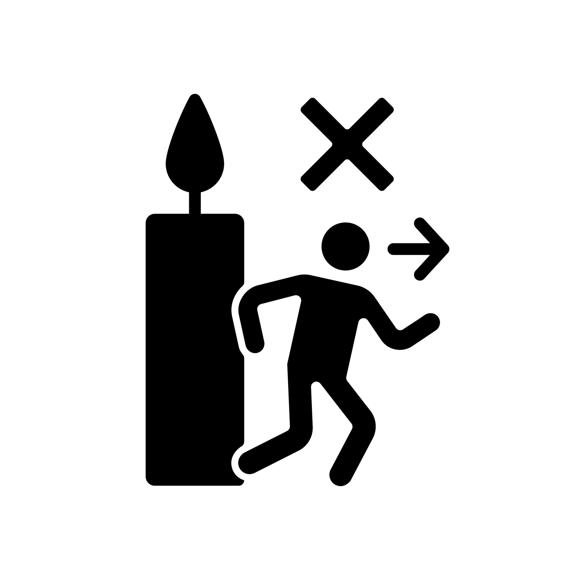 Never leave burning candle black glyph manual label icon 3329910 Vector