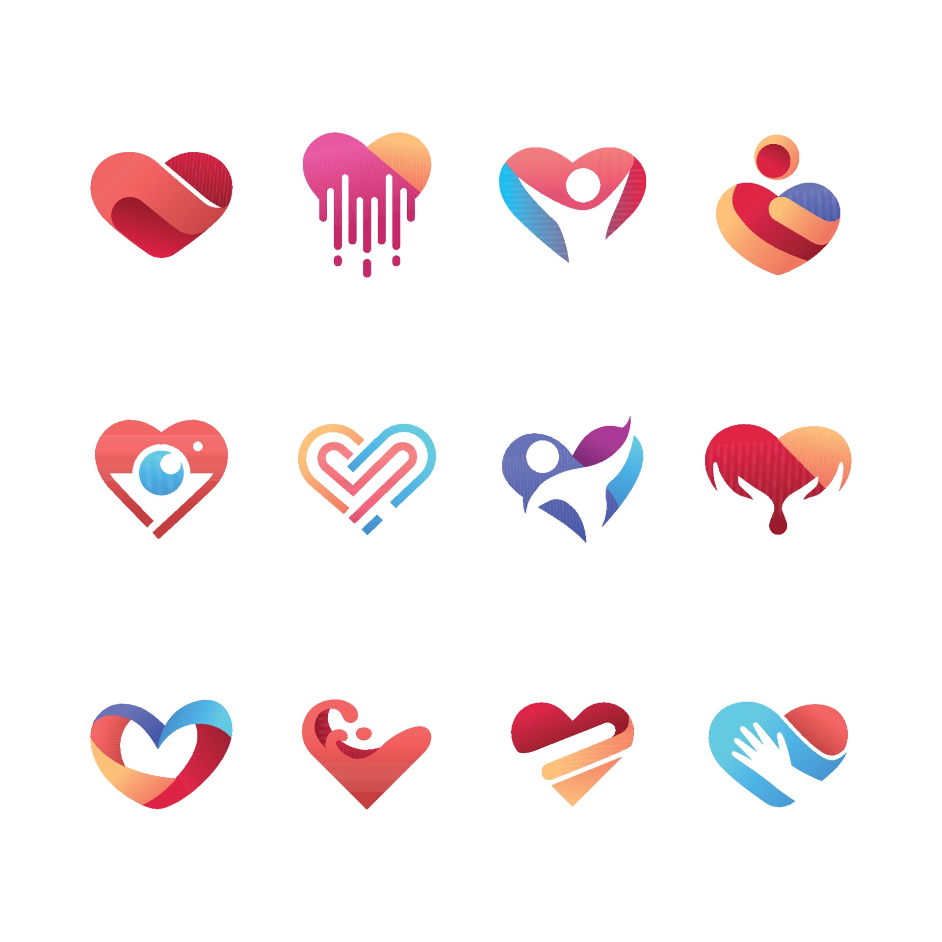 Set of Heart Logo 3329925 Vector Art at Vecteezy