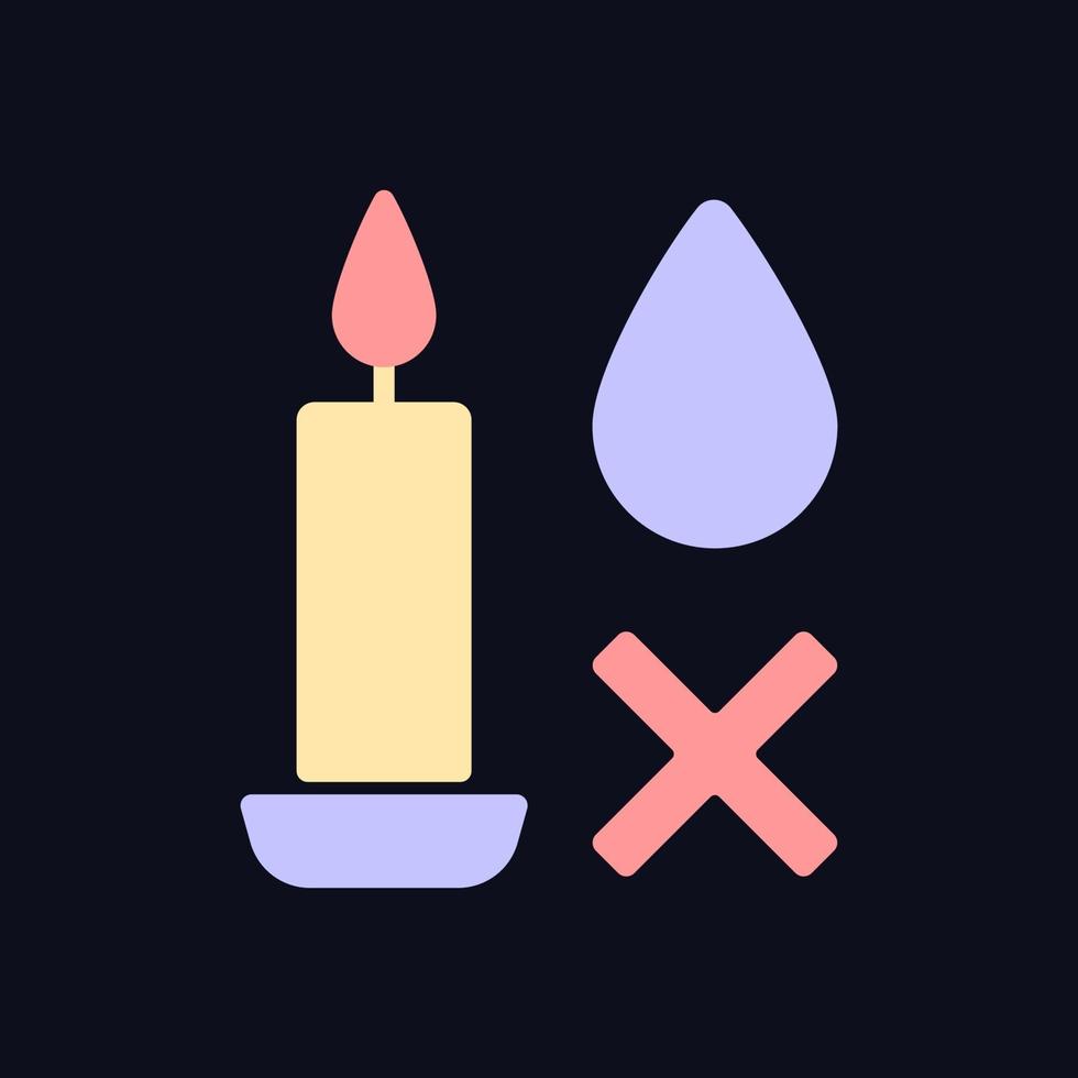 Apagar velas sin icono de etiqueta manual de color de agua para tema oscuro vector