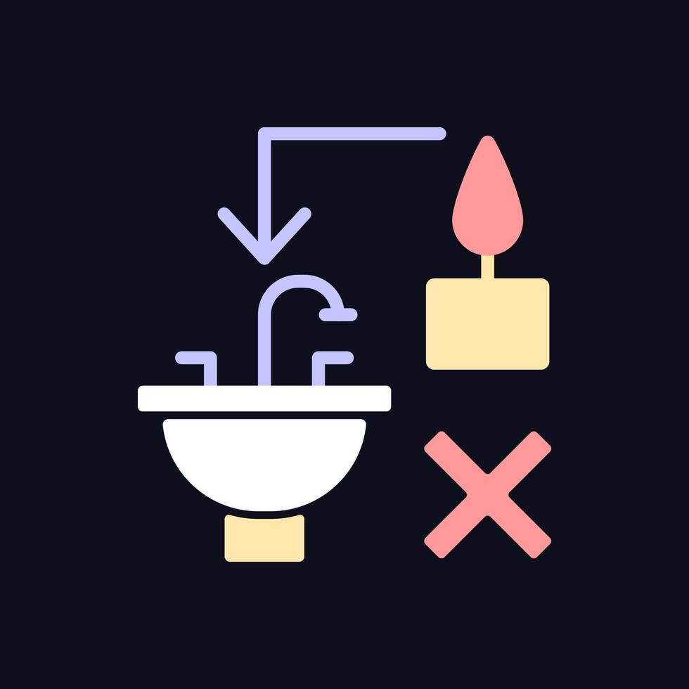 Never throw hot wax down sink RGB color label icon for dark theme vector