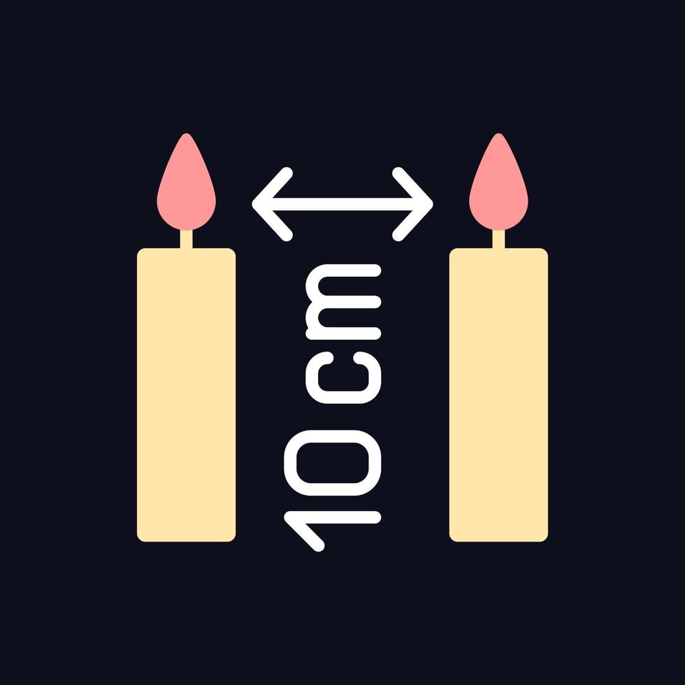 Distance between burning candles color label icon for dark theme vector