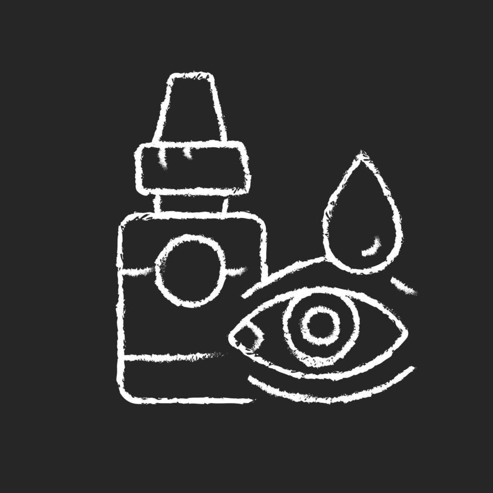 Eye drops chalk white icon on dark background vector