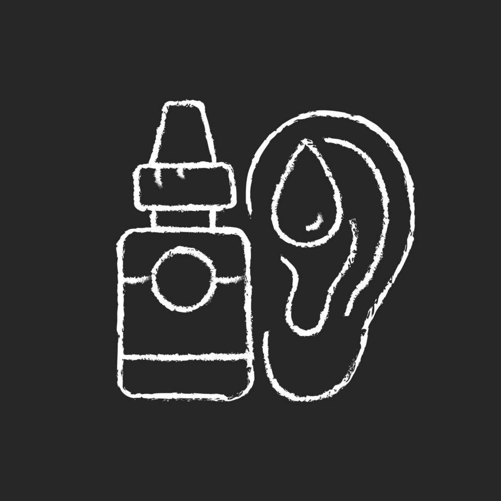 Ear drops chalk white icon on dark background vector