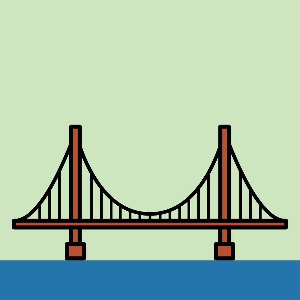 outline simplicity drawing of golden gate bridge landmark vector