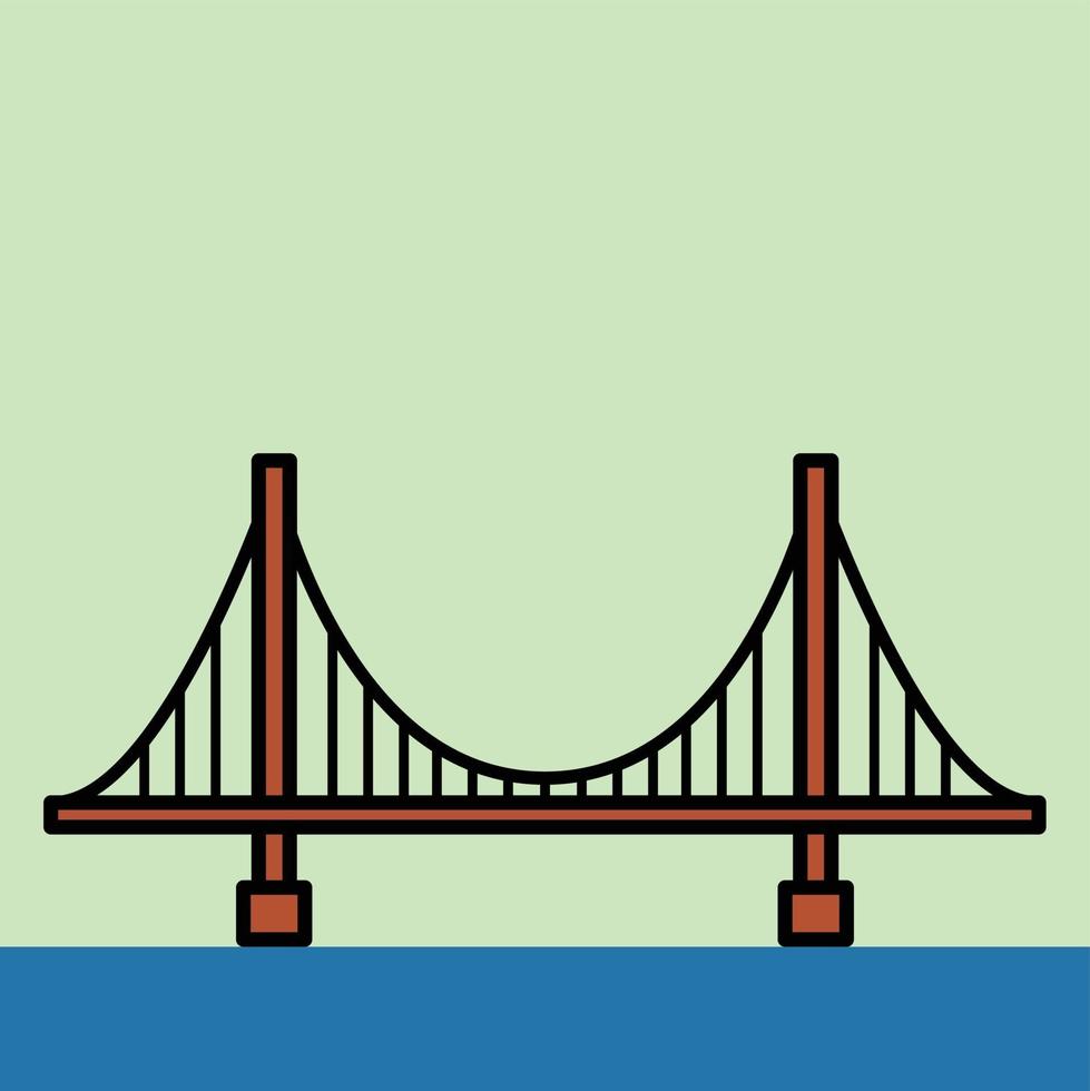 outline simplicity drawing of golden gate bridge landmark vector