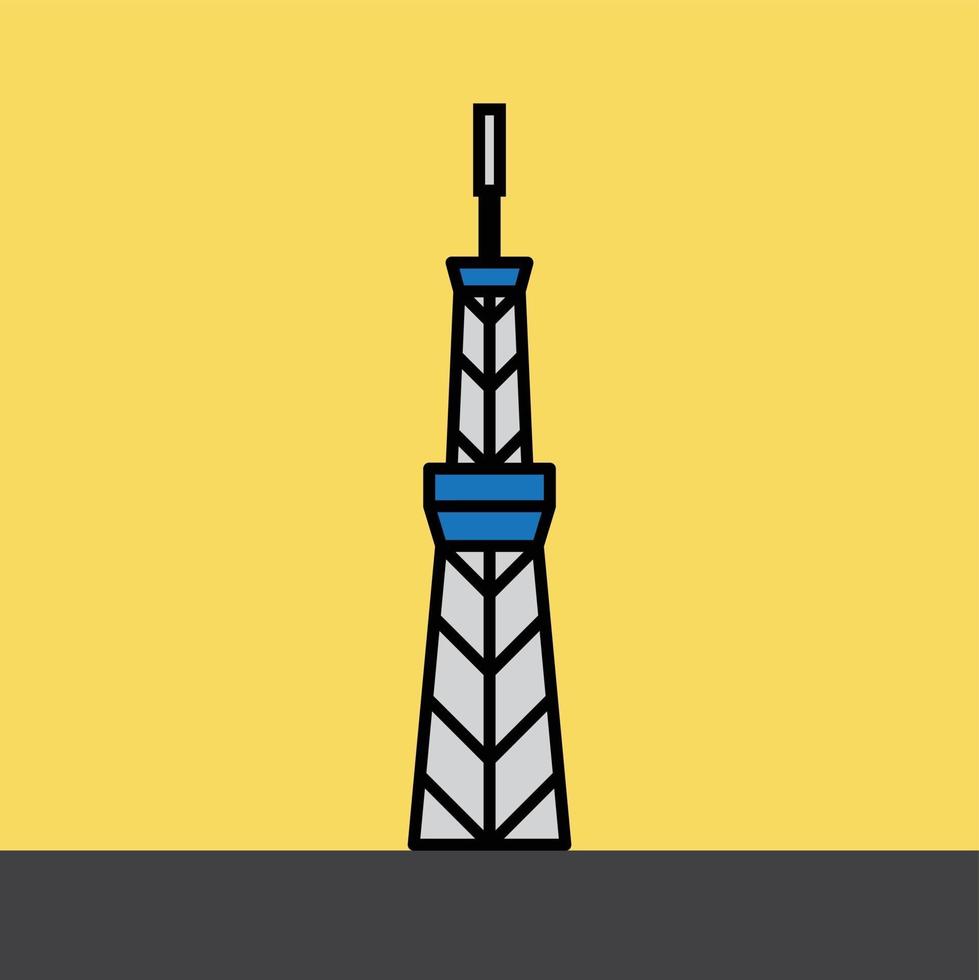 outline simplicity drawing of tokyo sky tree landmark vector