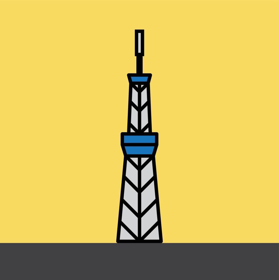 outline simplicity drawing of tokyo sky tree landmark vector