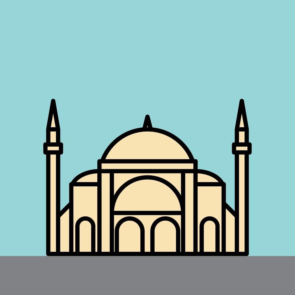 outline simplicity drawing of hagia sophia landmark vector