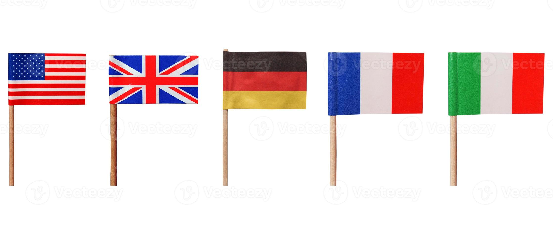 banderas de estados unidos reino unido alemania francia italia foto