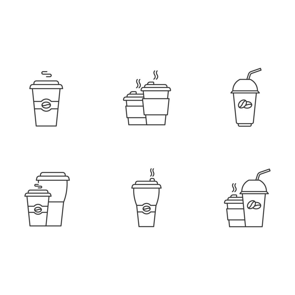 Coffee to go pixel perfect linear icons set vector