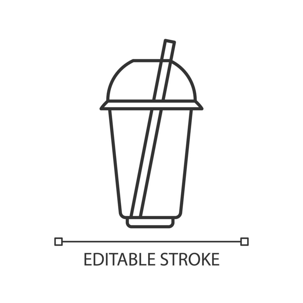 Disposable plastic cup pixel perfect linear icon vector