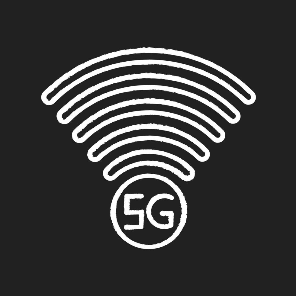 5G signal indicator chalk white icon on black background vector