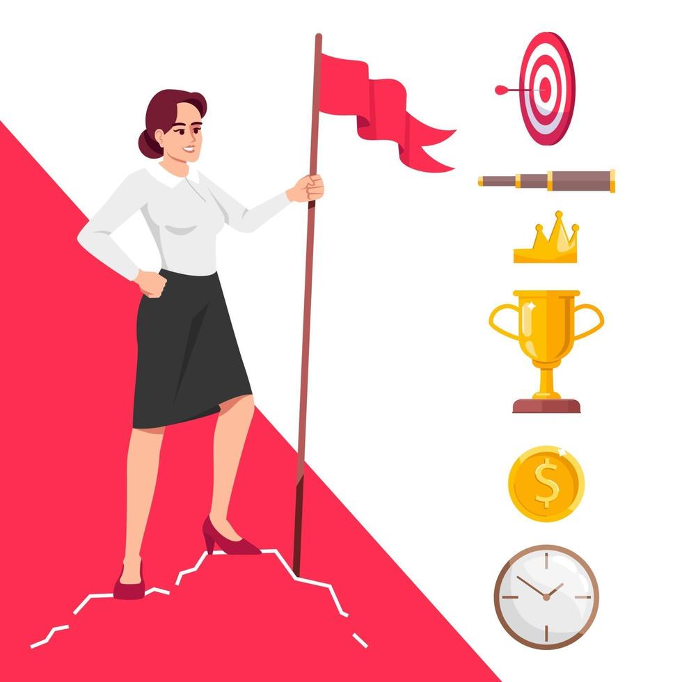 Female leadership semi flat RGB color vector illustration