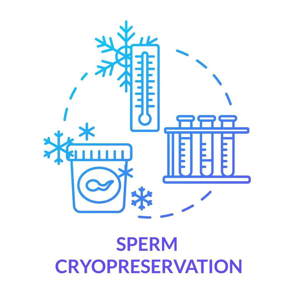 icono de concepto azul de criopreservación de esperma vector