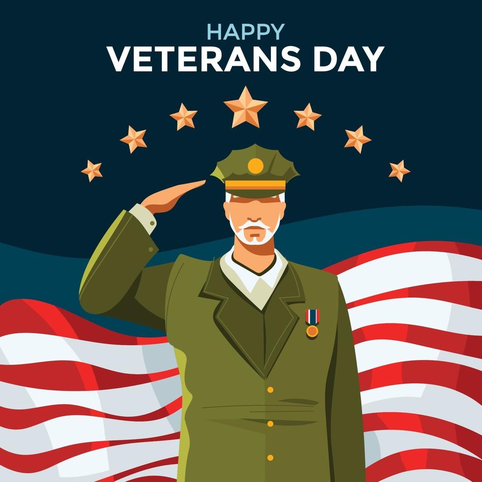 Happy Veterans Day Concept with Soldier Saluting vector