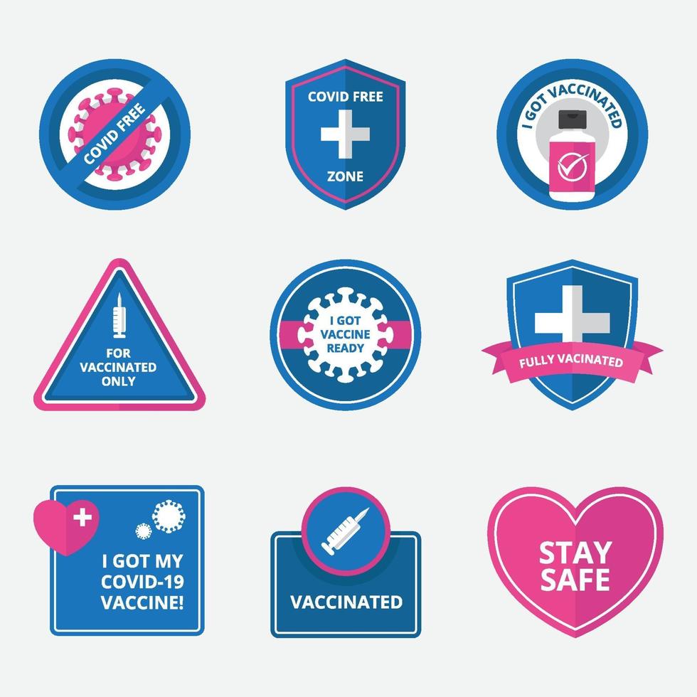 COVID-19 After Vaccine Sticker Set vector