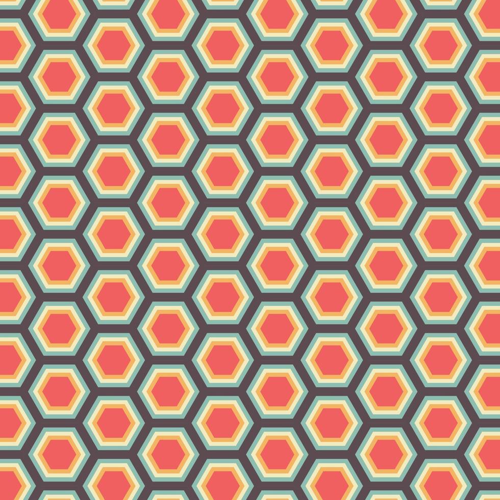 Patrón transparente hexagonal de color retro perfecto para el fondo vector