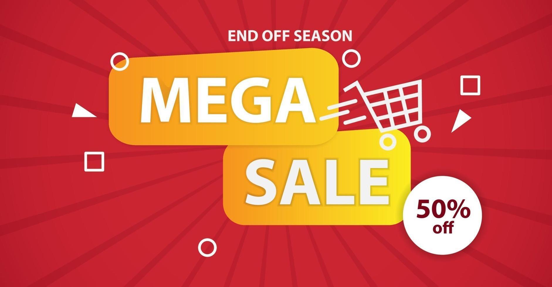 Mega sale gradient banner background vector