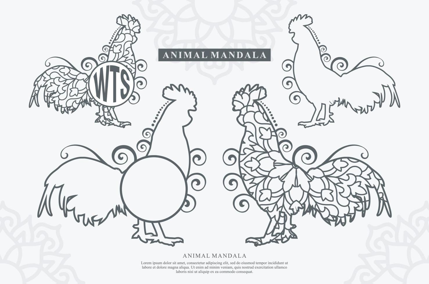 Rooster Mandala Vector. Vintage decorative elements. vector