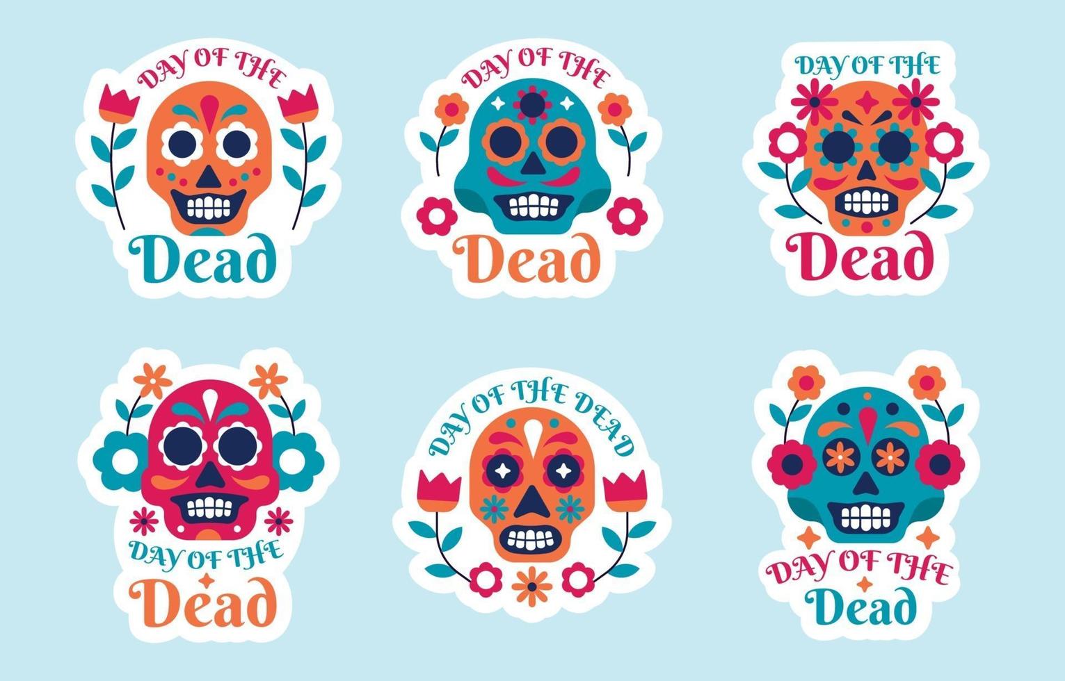 dia de los muertos pegatinas vector