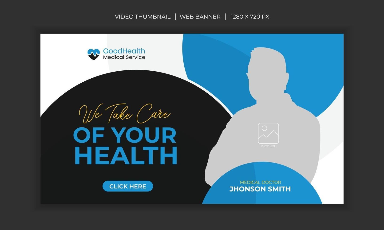 Editable medical healthcare web banner video thumbnail template vector