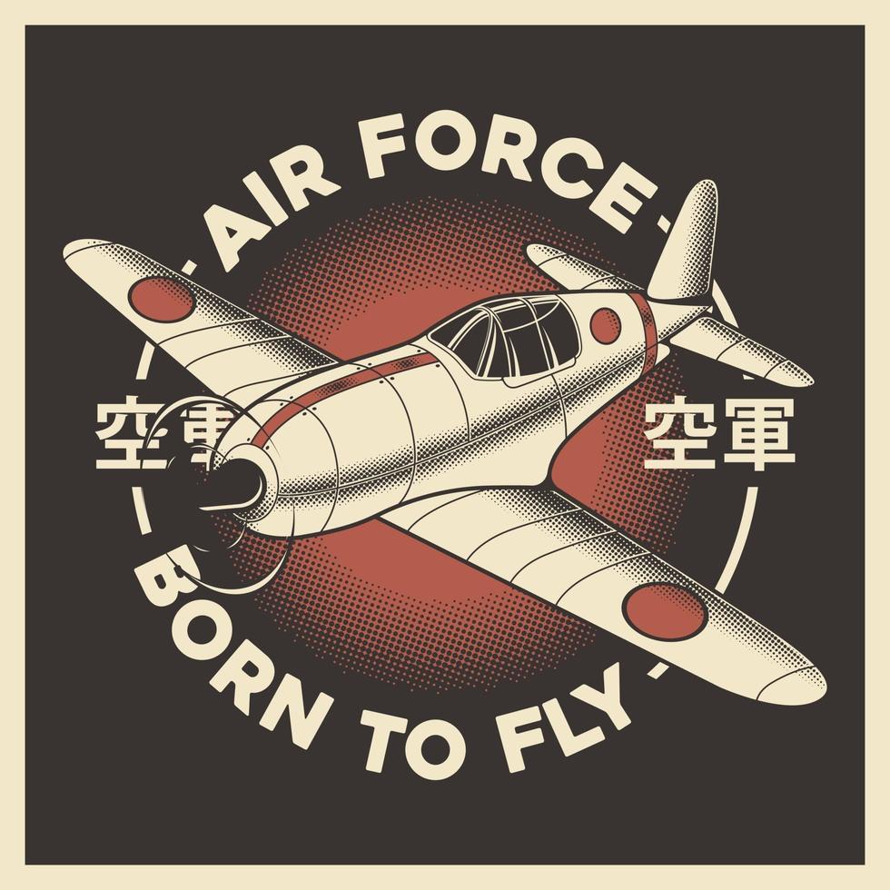 Retro Japanese Air Force Airplane Aeroplane vector