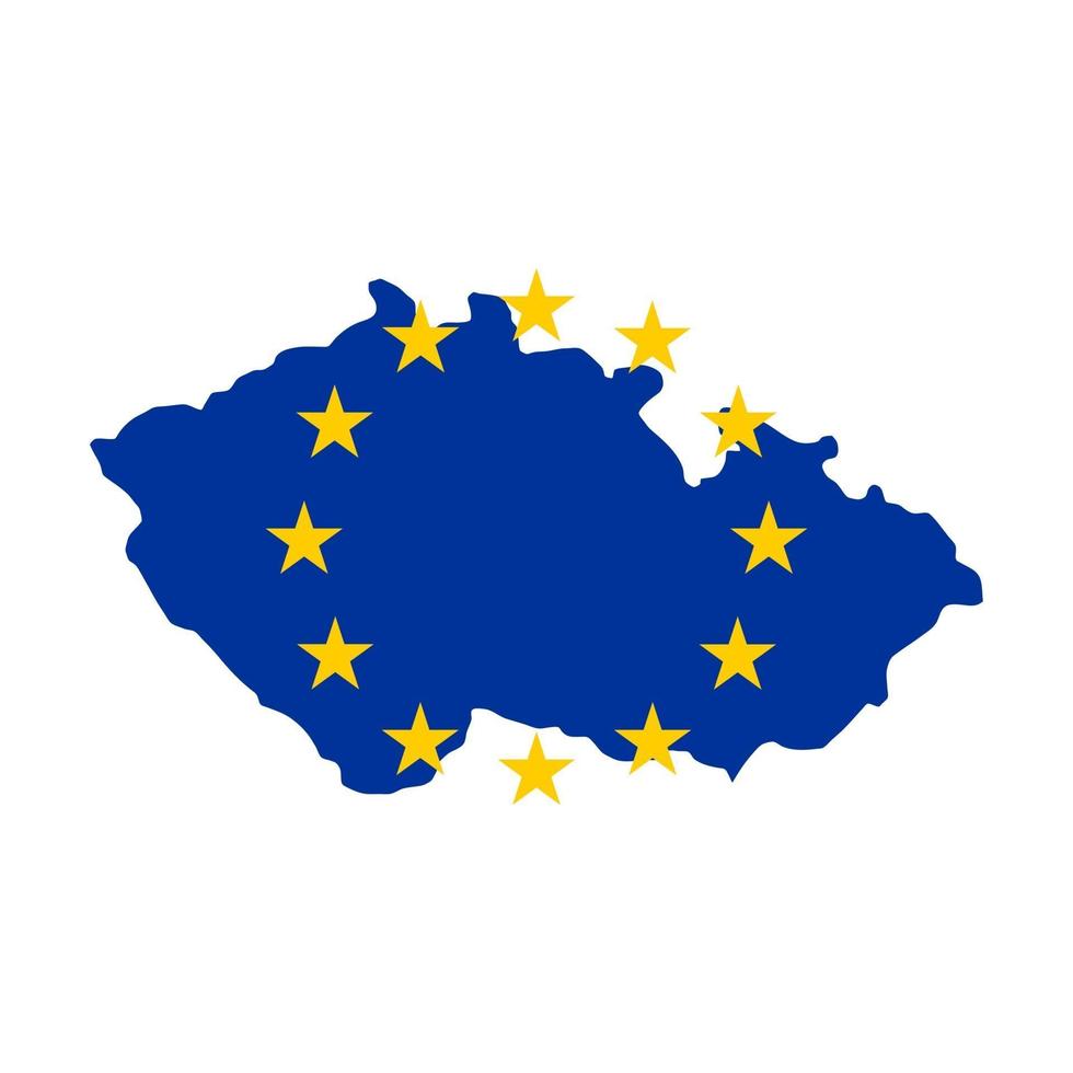 Map of Czech Republic with European Union flag vector