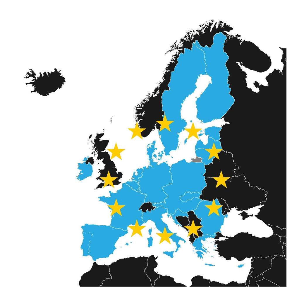 mapa de europa de alta calidad con bandera vector