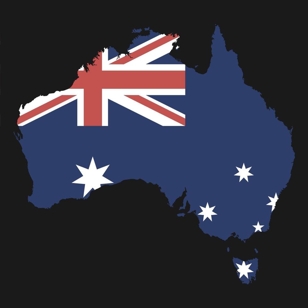 Australia map silhouette with flag on black background vector