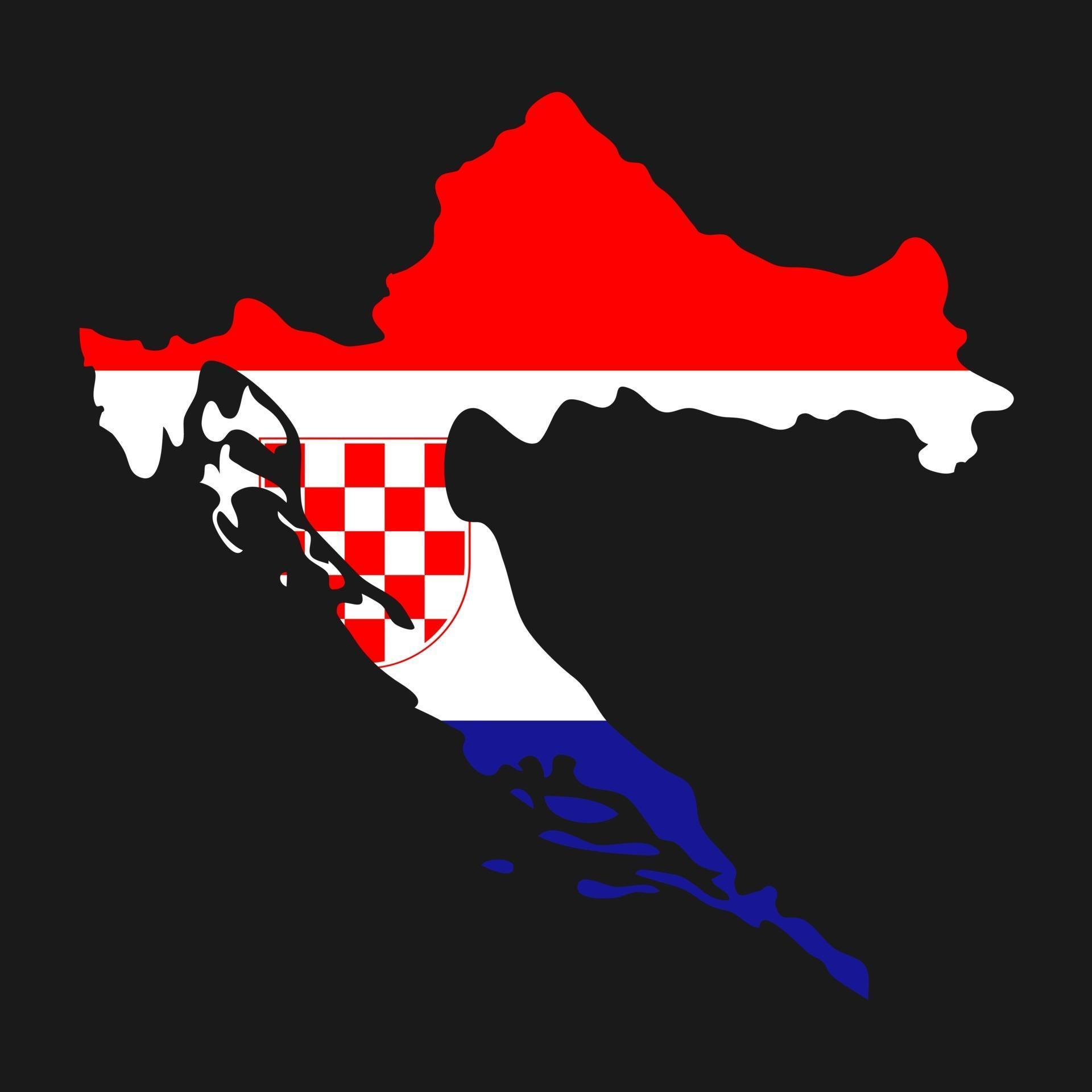 Croatia map silhouette with flag on black background 3330765 Vector Art