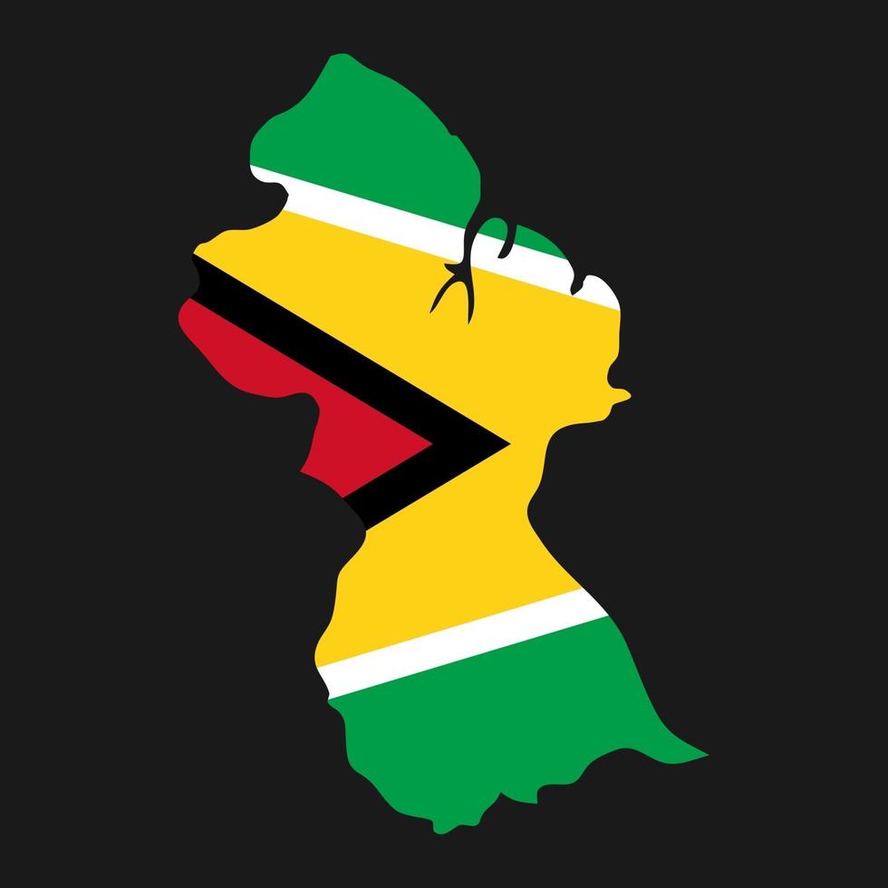 Guyana map silhouette with flag on black background vector