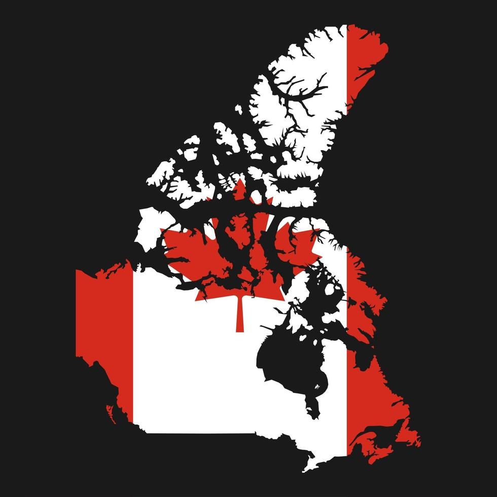 Canada map silhouette with flag on black background vector