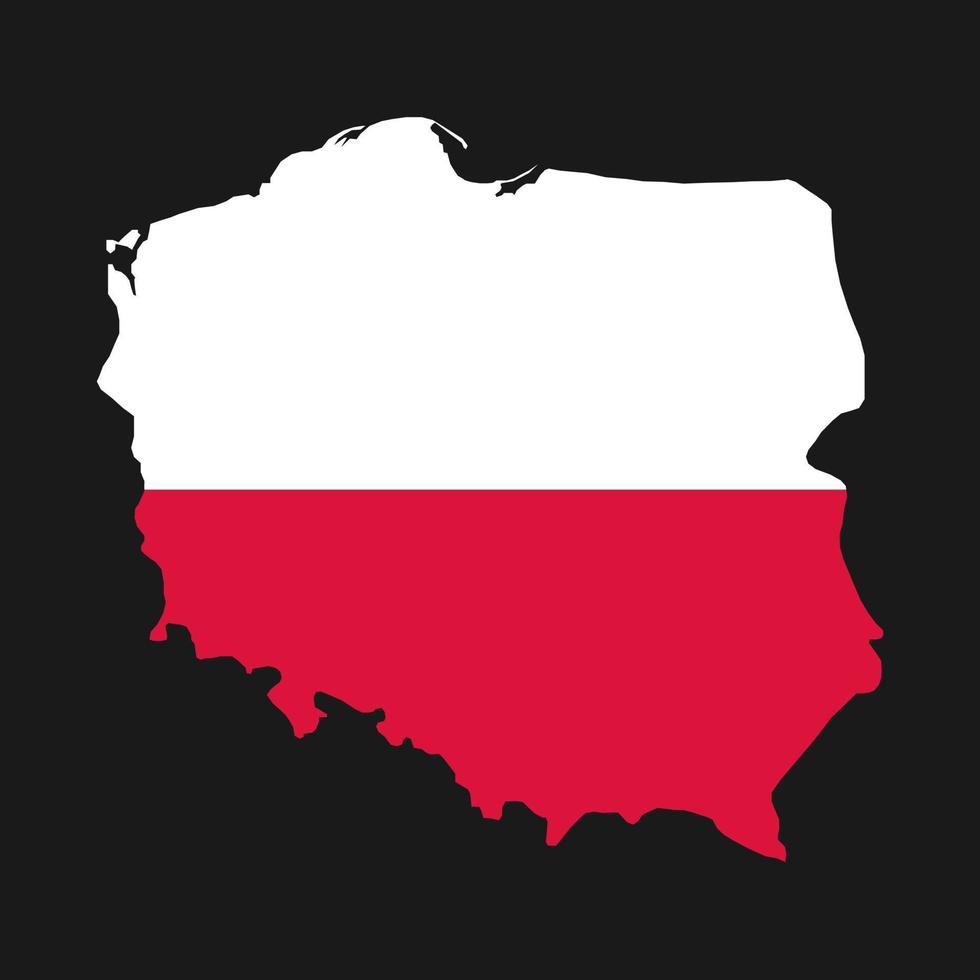 Poland map silhouette with flag on black background vector