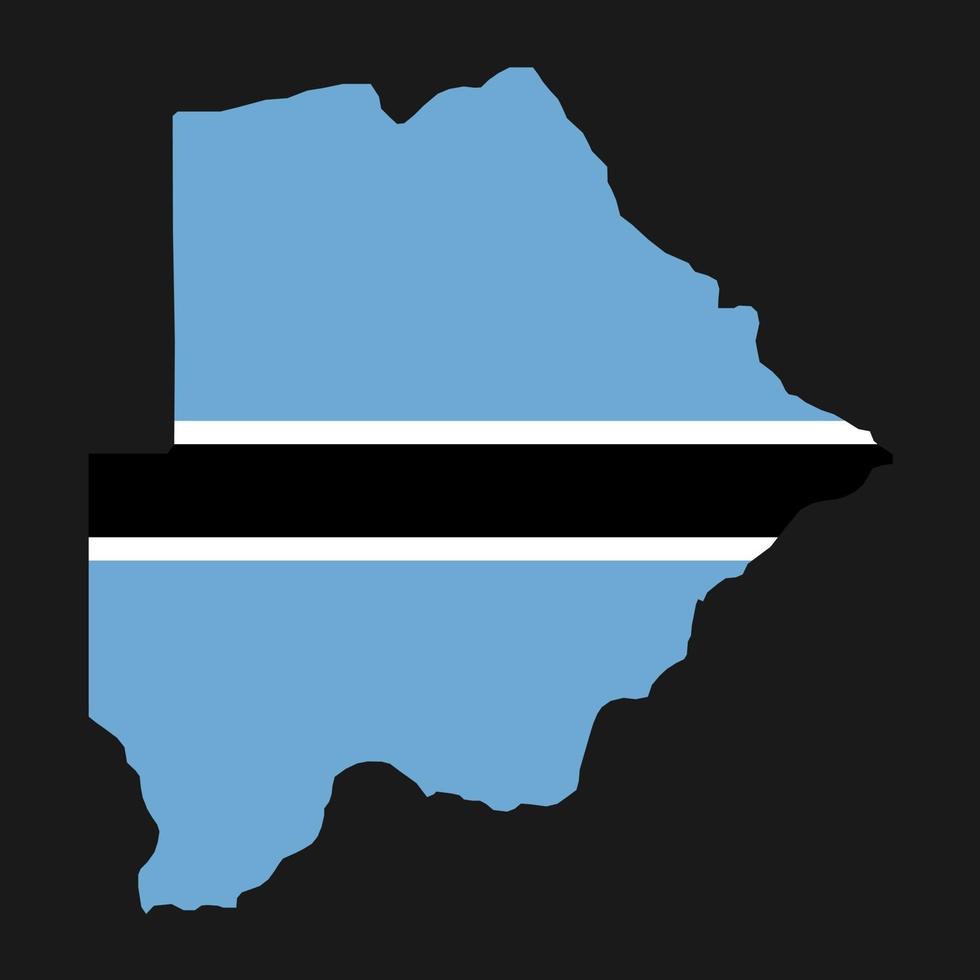 Botswana map silhouette with flag on black background vector