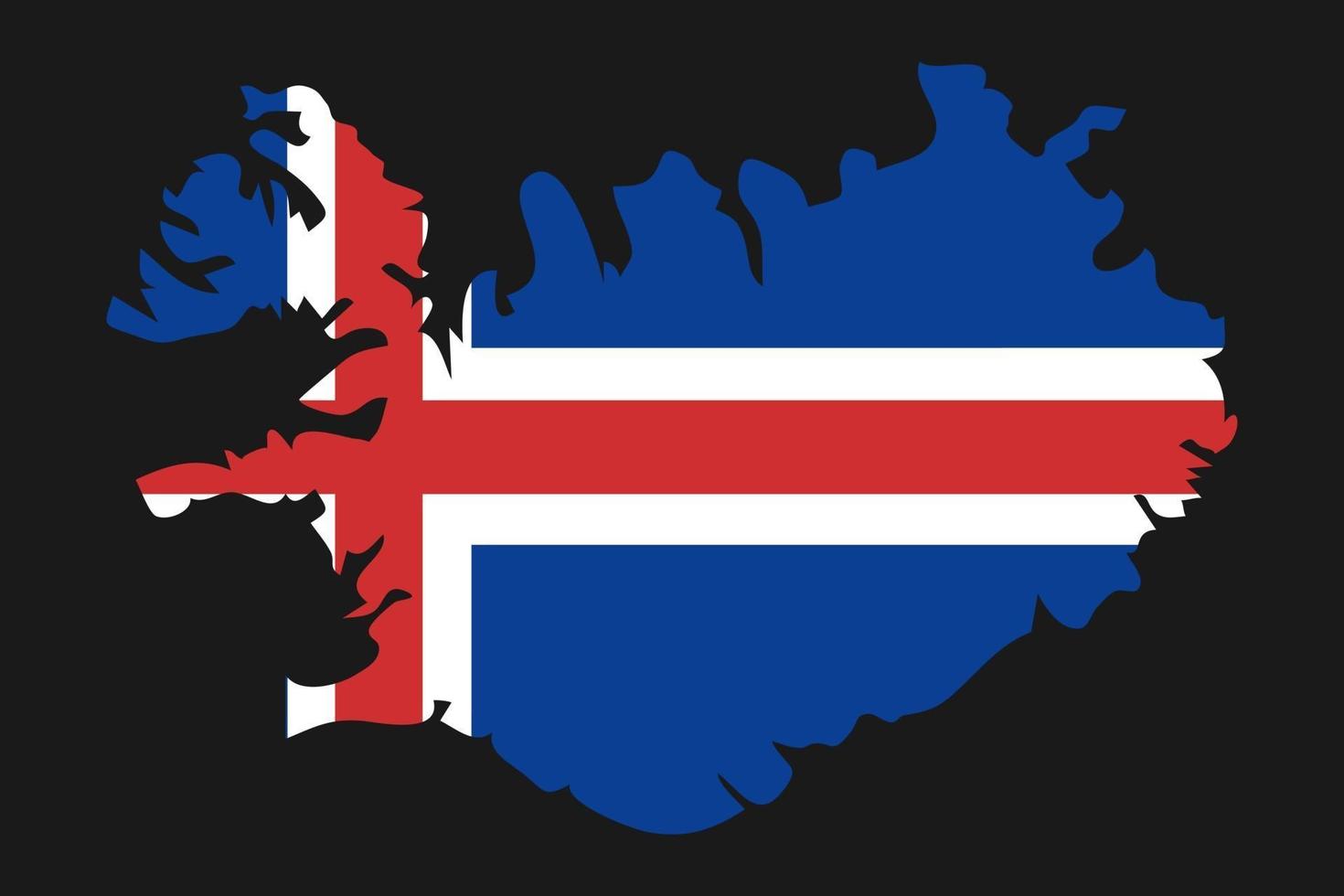 Iceland map silhouette with flag on black background vector