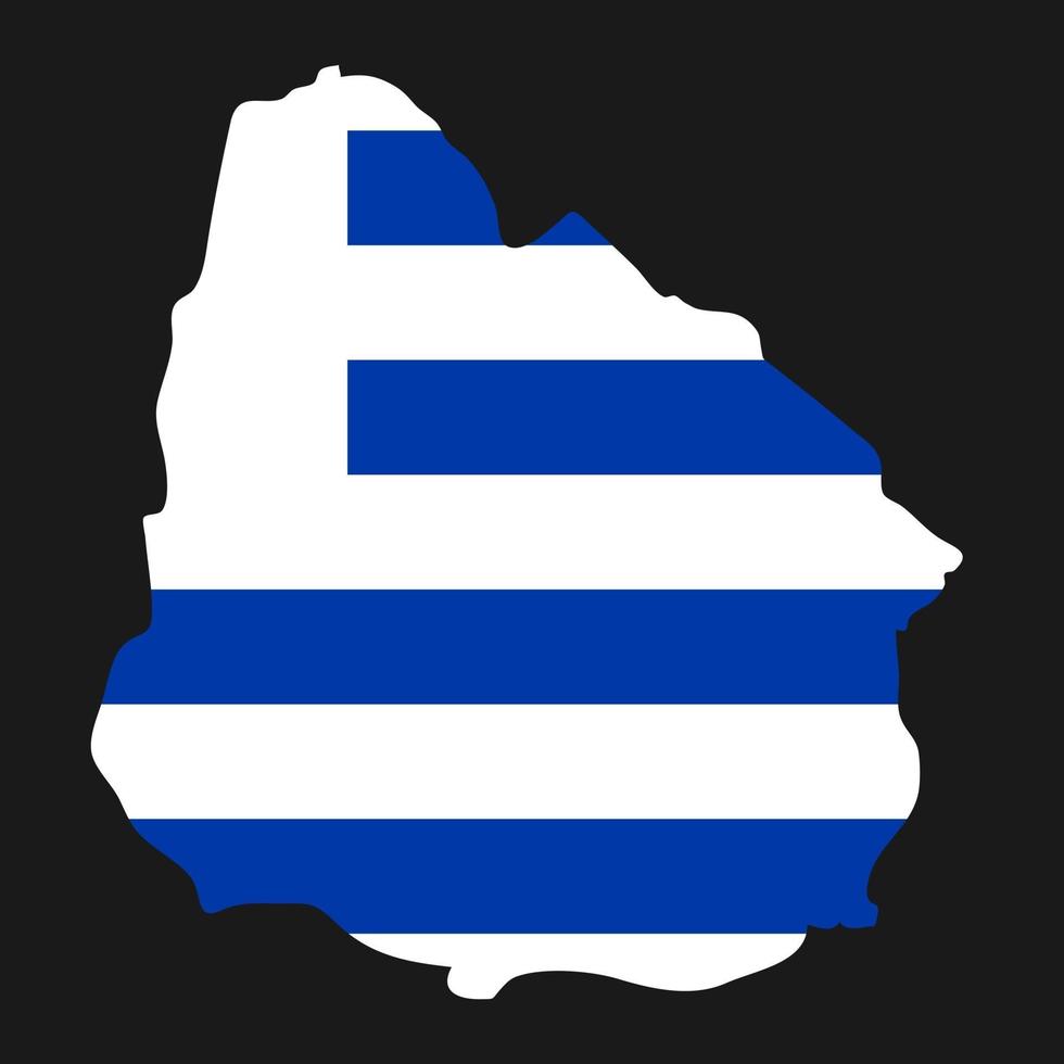 Uruguay map silhouette with flag on black background vector