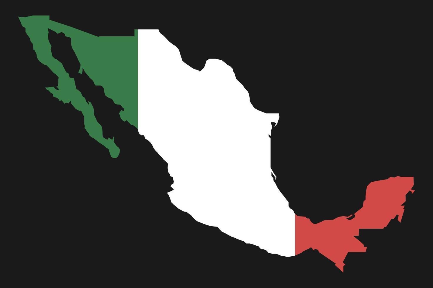 Mexico map silhouette with flag on black background vector