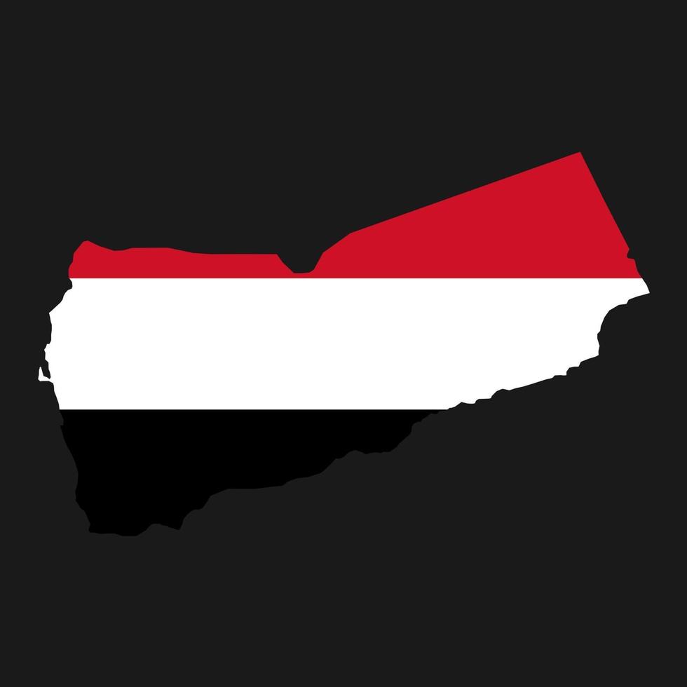 Yemen map silhouette with flag on black background vector