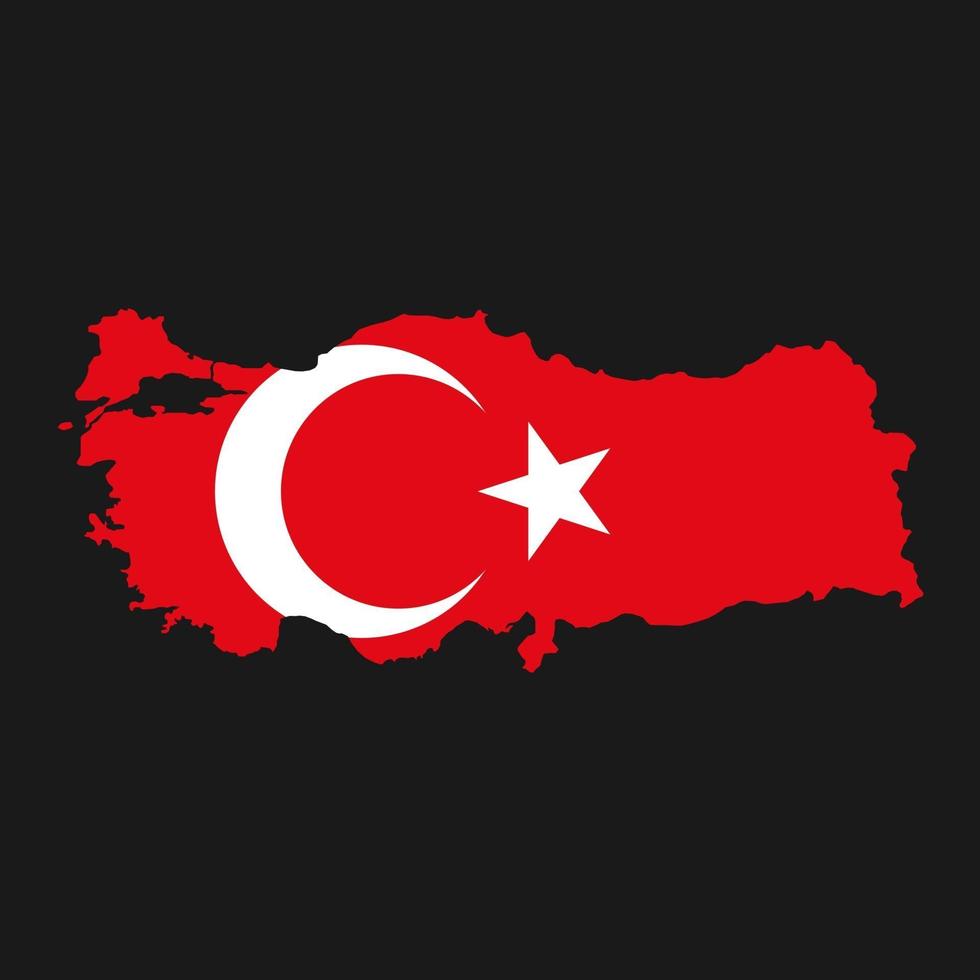 Turkey map silhouette with flag on black background vector