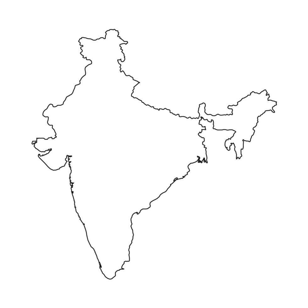 Ilustración vectorial del mapa de la India sobre fondo blanco. vector