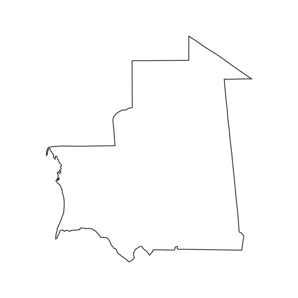 Ilustración vectorial del mapa de Mauritania sobre fondo blanco. vector